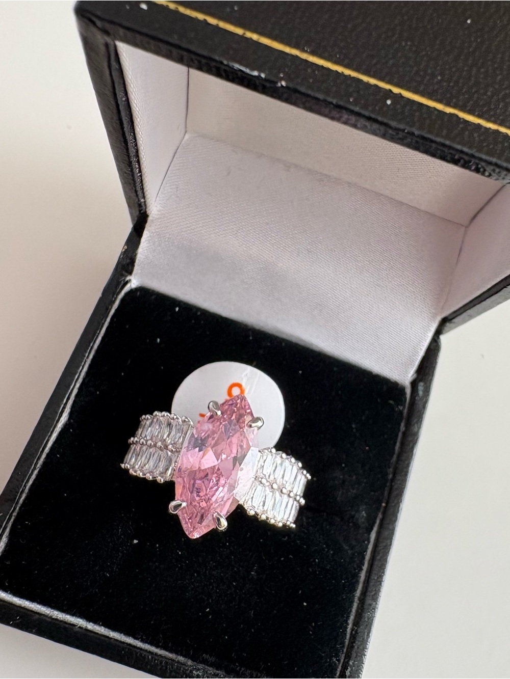 Bomb Party Wandering Silver Skies Ring RG94193 Rose Quartz CZ Rhodium Plating